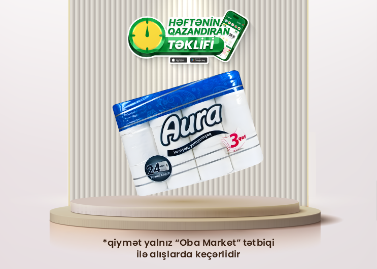 Товар недели в OBA Market – Туалетная бумага Aura, 3 слоя, 24 рулона